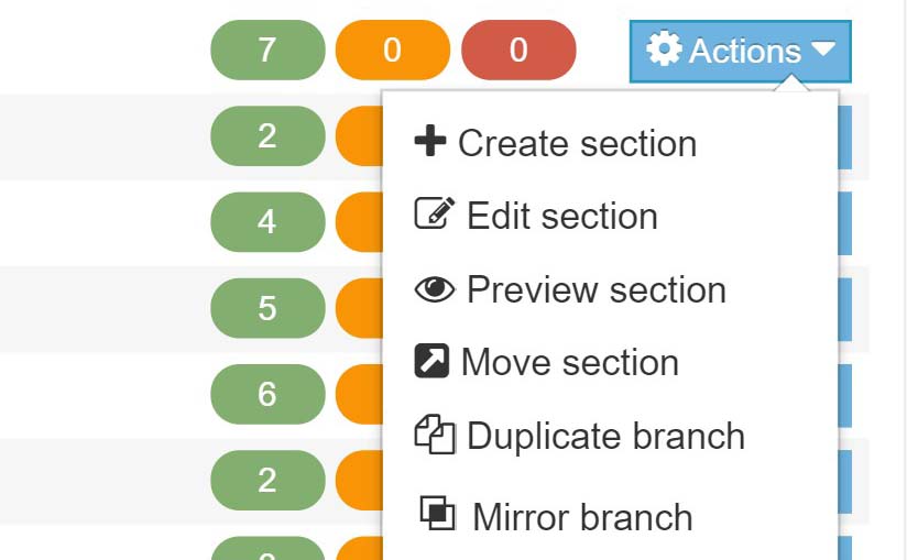 Terminal Four actions menu.